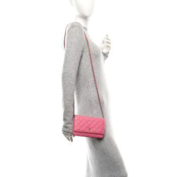 CHANEL Caviar Quilted Wallet on Chain WOC Pink