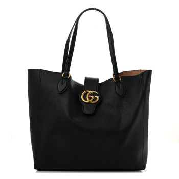 GUCCI New Sakai Calfskin Lux Medium Dahlia Tote Black