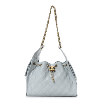 CHANEL Caviar Quilted Small Chanel 25 Handbag Light Blue