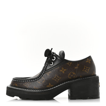 LOUIS VUITTON Monogram Calfskin Beaubourg Platform Derby Shoes 38 Brown