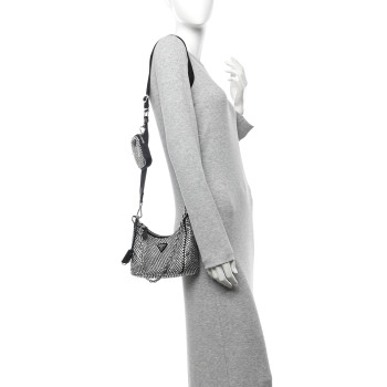 PRADA Satin Crystal Re-Edition 2005 Shoulder Bag Cristal