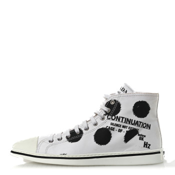 PRADA Canvas Polka Dot Point Toe High Top Sneakers 37 White Black