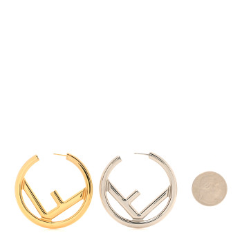 FENDI Metal FF Hoop Earrings Gold Silver