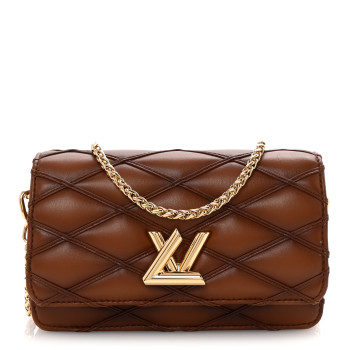 LOUIS VUITTON Lambskin Malletage Wallet On Chain GO-14 Tan