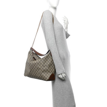 GUCCI GG Supreme Monogram Large Linea A Hobo Light Brown