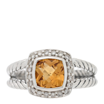 DAVID YURMAN Sterling Silver Diamond Citrine 7mm Petite Albion Ring 54 7