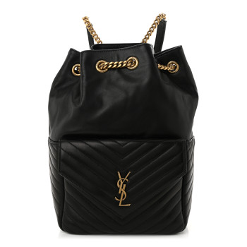 SAINT LAURENT Lambskin Matelasse Monogram Joe Backpack Black