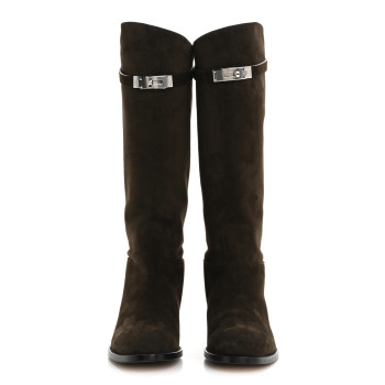 HERMES Suede Kelly Jumping Boots 39 Ecorce