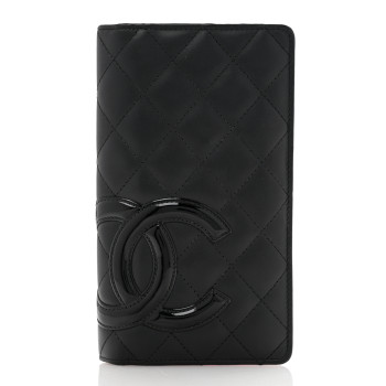 CHANEL Calfskin Quilted Cambon Yen Wallet Black