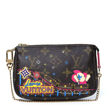 LOUIS VUITTON Monogram 2020 Christmas Animation Roller Coaster Mini Pochette Accessories Pivoine