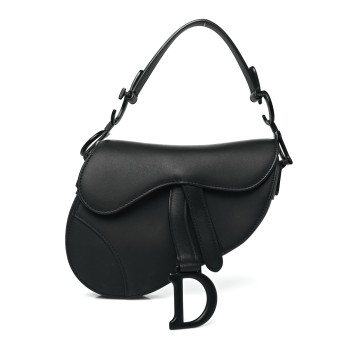CHRISTIAN DIOR Ultra Matte Calfskin Mini Saddle Bag Black
