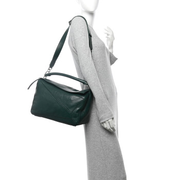 LOEWE Calfskin Large Puzzle Bag Green