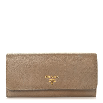 PRADA Saffiano Bi-Color Metal Continental Flap Travel Wallet Cammeo Orchidea