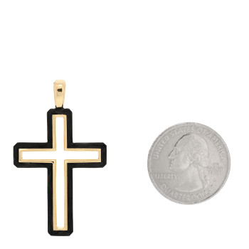 DAVID YURMAN 18K Yellow Gold Forged Carbon 24mm Cross Pendant