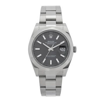 ROLEX Stainless Steel 41mm Oyster Perpetual Datejust Watch Slate 126300
