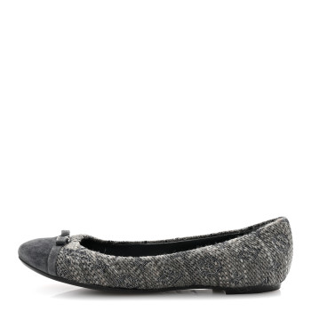 LOUIS VUITTON Monogram Suede Tweed Ballet Flats 39.5 Grey