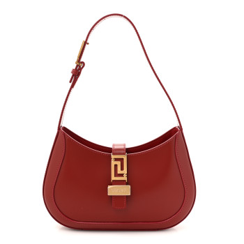 VERSACE Calfskin Small Greca Goddess Hobo Parade Red