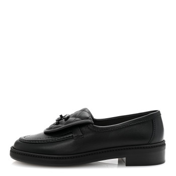 CHANEL Lambskin Quilted CC Turnlock Loafers 36 Black