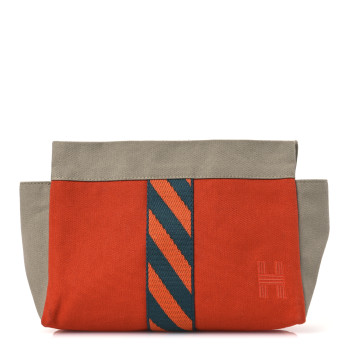 HERMES Canvas Jimetou PM Orange Feu Gris Ponce