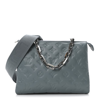 LOUIS VUITTON Lambskin Embossed Monogram Coussin PM Blue Glacier