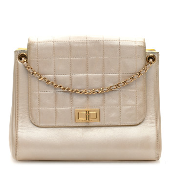 CHANEL Metallic Lambskin Chocolate Bar Accordion Mademoiselle Flap Gold