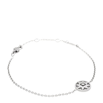 CHRISTIAN DIOR 18K White Gold Pave Diamond Rose Des Vents Bracelet