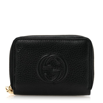 GUCCI Pebbled Calfskin Small Soho Zip Around Wallet Black