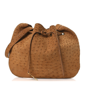 SAINT LAURENT Ostrich Paris VII Large Flat Hobo Brick