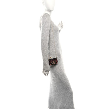 FENDI Sequin Paillettes Shiny Nappa Sex and the City Nano Maxi Buckle Baguette Charm Granata