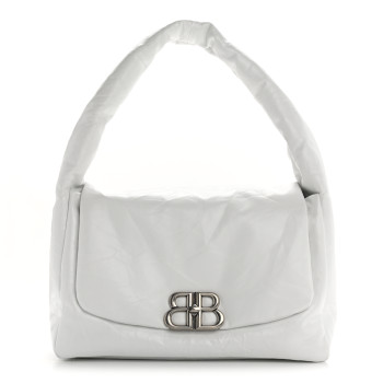 BALENCIAGA Calfskin Monaco Sling Shoulder Bag White