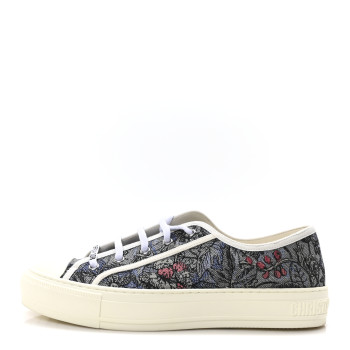 CHRISTIAN DIOR Canvas Embroidered Jardin Magique Walk'N'Dior Low Top Sneakers 40 Denim Multicolor