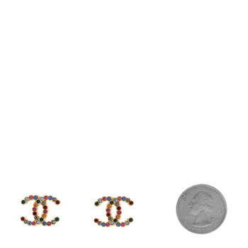 CHANEL Crystal Over The Rainbow CC Earrings Gold Multicolor
