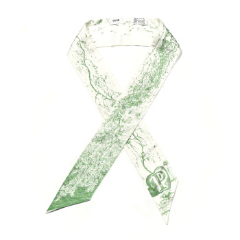 CHRISTIAN DIOR Silk ABCDior "P" Mitzah Scarf Vert