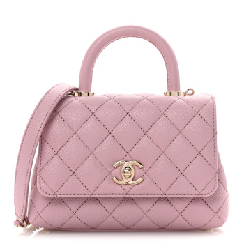 CHANEL Caviar Quilted Extra Mini Coco Handle Flap Light Pink