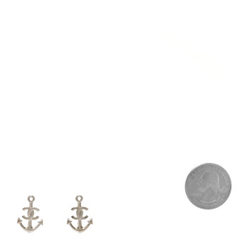 CHANEL Metal Anchor CC Earrings Silver