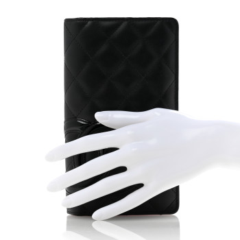 CHANEL Calfskin Quilted Cambon Yen Wallet Black