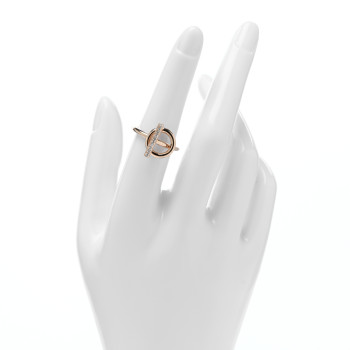 HERMES 18K Rose Gold Diamond PM Echappee Ring 52 6