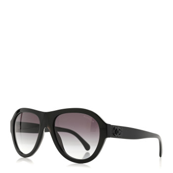 CHANEL Acetate Strass Pilot Sunglasses 5467-B Black