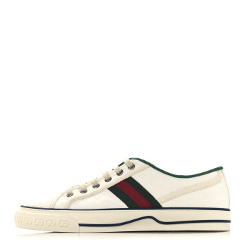 GUCCI Jacquard Mini GG Monogram Web Womens 1977 Tennis Sneakers 40.5 White