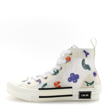 CHRISTIAN DIOR X KENNY SCHARF Technical Canvas Oblique Patch Mens B23 High Top Sneakers  42 White Blue