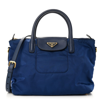 PRADA Tessuto Nylon Saffiano Tote Bluette
