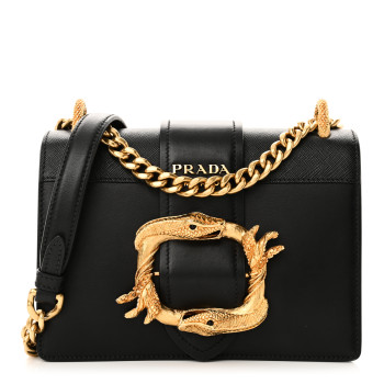 PRADA City Calf Saffiano Animalier Cahier Bag Black