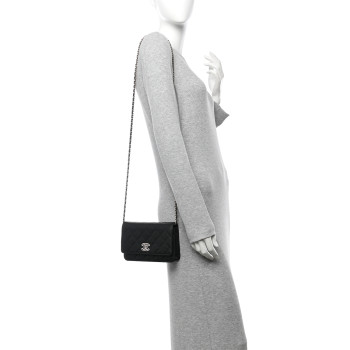 CHANEL Caviar Quilted Crystal CC Wallet On Chain WOC Black