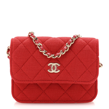 CHANEL Jersey Quilted Micro Mini Flap Red