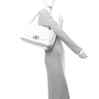 BALENCIAGA Calfskin Monaco Sling Shoulder Bag White