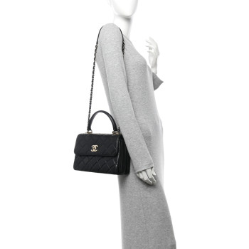 CHANEL Lambskin Quilted Small Trendy CC Dual Handle Flap Bag Black