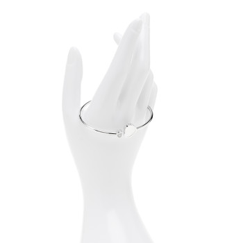 CHOPARD 18K White Gold Diamond Mother of Pearl Happy Hearts Bangle Bracelet