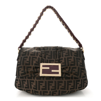 FENDI Zucca Patent Mia Shoulder Flap Tobacco