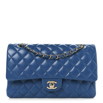 CHANEL Caviar Quilted Medium Double Flap Blue