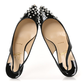 CHRISTIAN LOUBOUTIN Patent Drama Sling 70 Pumps 39.5 Black